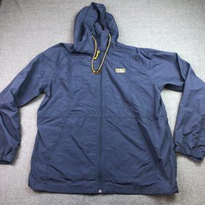 LL Bean Rain Jacket Mens Extra Large Reg Blue Nylon Zip Up Hooded Coat Shell